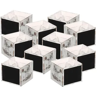10er SET KESPER Besteckbox 66277 aus FSC-zertifiziertem Sperrholz Vintage weiß mit Kreidetafel/Besteckbehälter