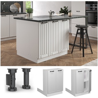Vicco Regalinselunterschrank Küchenschrank Küchenmöbel Fame-Line Landhaus Weiß 60 cm Küche Einbauküche Kücheninsel Drehtür Einlegeboden Blende Küchenunterschrank Küchenzeile