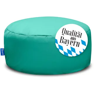Bruni Pouf Sitzhocker M in Türkis – runder Sitzpouf, Indoor und Outdoor als Fußhocker, Yoga-Sitzkissen, Meditationskissen geeignet, in Deutschland gefertigt
