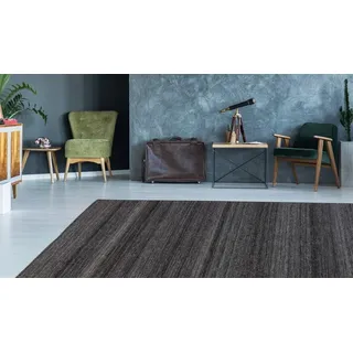 Teppich KAYOOM "Phoenix 210", schwarz (anthrazit, multi), B:80cm H:6mm L:150cm, Wolle, Teppiche, Teppich, Dezenter Jacquard-Teppich, Flachflor, Aus pflegeleichten Materialien