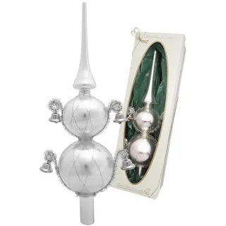 Krebs Glas Lauscha Baumspitze, Silber, Glas, 33 cm, Dekoration, Weihnachtsdekoration, Weihnachtsbaumschmuck, Christbaumspitzen