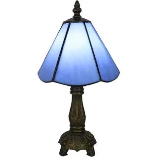Tokira Tiffany-Stil Tischlampe Klein Blau, E14 6 Zoll Mini Glasmalerei Vintage Tischlampe Schlafzimmer, Schön Nachtlicht Kinderzimmer(Ohne Glühbirnen)