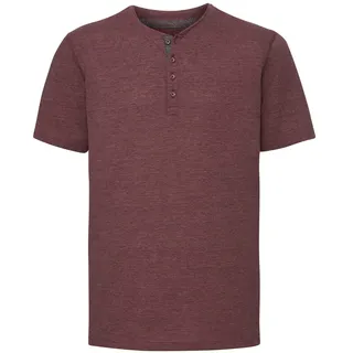Russell Herren Henley HD T Herren T-Shirt mit Knopfleiste R-168M-0 schmale Passform, maroon marl, XS