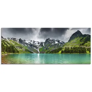 ARTland Wanddeko Glasbilder Wandbild Glas Bild einteilig 125x50 cm Querformat Berge Gebirge Natur Landschaft Norwegen Wald See Bergsee Tal S5YM