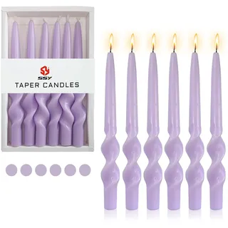 Gedengni Kerzenständer Spirale Kegel Kerzen,25Zoll Spirale Kerzenständer 4 Stück ohne Duft Kerzen farbige Kerze Sticks Twisted Abendessen Kerzen (23D6P-PURPLLE, 26CM-Spiral Taper Candles)