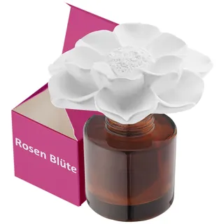 Earffloz Raumduft Rosen Blüte (50ml) ätherisches Öl und Diffusor Geschenkset, 60-Tage natürlicher Duftmischung Lufterfrischer Hausgeruch Gipsblüte Arôme Duftspender Rattan Schilf Ersatz