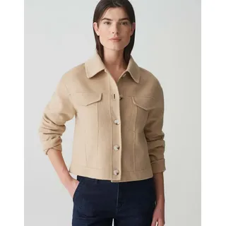 Opus Damen Jacke | Kurzjacke HATILLI Boxy Fit aus weichem Woll Mix Soft Oat, 40 - 40