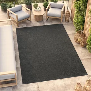 TAPISO Mono Teppich Outdoor Dunkelgrau 180 x 250 cm | 100% Polypropylen, 6 mm Florhöhe, gewebt