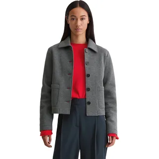 Jerseyblazer MARC O'POLO "aus Organic Cotton-Mix", Damen, Gr. 44, warm granite melange, Jersey, Obermaterial: 91% Baumwolle, 9% Polyester, unifarben, regular fit normal, normaler Saum, Blazer