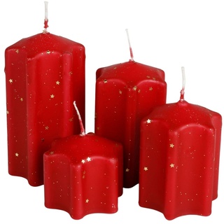 BURI Stumpenkerze 4er Adventskerzen rot Stumpenkerzen Weihnachtskerze Stufenkerzen (4-tlg) rot