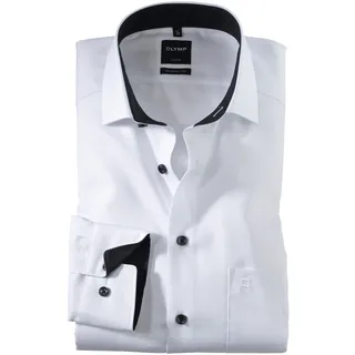 Olymp Luxor Hemd Modern Fit Businesshemd mit Kentkragen, Weiss, 40
