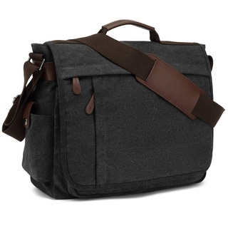 TAN.TOMI Messenger Bag Messenger Bags Umhängetaschen Herren aus Canvas Schultasche, A4 Laptoptasche für 15,6 Zoll Laptop Arbeitstasche Aktentasche Groß schwarz