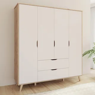 Forte Drehtürenschrank Vankka 184,1 x 201,5 x 52,7 cm Beige