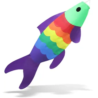 Anley 40-Zoll-Karpfen Windsack - Regenbogen Koi Gold Fisch Wind Streamer - Japanische Cartoon Flagge für Garten, Hinterhof Dekor