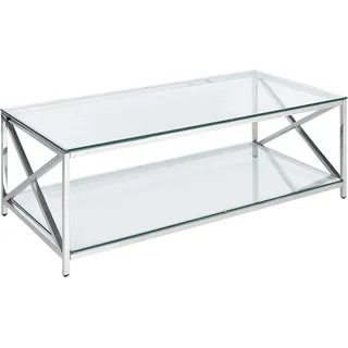 Beliani Couchtisch Audet Sicherheitsglas Silber