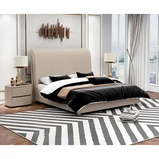 Xlmoebel Polsterbett Luxuriöses Lederbett mit modernem Design für elegantes Schlafzimmer (Bett, 1-tlg., Bett), Hergestellt in Europa beige 148 cm x 210 cm x 146 cm
