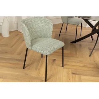 riess-ambiente Esszimmerstuhl LYON grün-rosa kariert/schwarz - Bouclé, Metall, Teddy-Stoff, Polster (Einzelartikel, 1 St), Retro trifft Modern - ideal für Wohn- und Esszimmer oder Küche grün|rosa