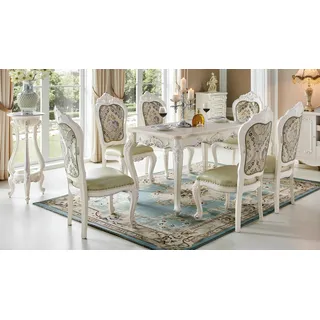 aea Luxus Möbel Stuhl Set 4x Stühle Gruppe Echtholz Esszimmer Sessel Chesterfield