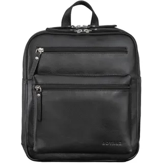 ROYALZ 'Baltimore' Vintage Lederrucksack Mittel-Groß - Echtleder Rucksack für Damen und Herren, Farbe:Schwarz - M