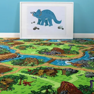 Steffensmeier Teppichboden Buddy Meterware | Auslegware für Kinderzimmer | Spielteppich | Dino, Größe: 300x300 cm