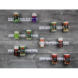 Gewürzregal weiß mit Klebe-Mechanismus für bis zu 30 Gewürze, 6 Streifen - Weiß