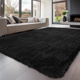 Sour Lemon Hochflor Teppich Schwarz Teppich Wohnzimmer 200x300 Waschbar Anti-Rutsch Extra Große Teppiche Schlafzimmer Flauschige Moderne Teppiche Matte Teppichen für Schlafzimmer Kinderzimmer