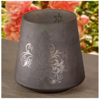 Antikas Wanddekoobjekt Glasvase, Schwarz-Grau, Silberdruck, Glas schwarz