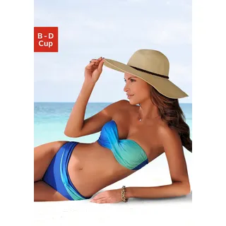Bügel-Bandeau-Bikini LASCANA Gr. 42, Cup D, blau (blau, türkis) Damen Bikini-Sets Ocean Blue im modischen Farbverlauf Bestseller