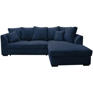 Cantus Ecksofa, Dunkelblau, Kunststoff, 3-Sitzer, Füllung: Schaumstoff, Ottomane rechts, L-Form, 259x174 cm, Stoffauswahl, seitenverkehrt erhältlich, Hocker Rücken echt, Wohnzimmer, Sofas & Couches, Wohnlandschaften, Ecksofas