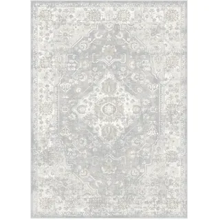 Teppana Waschbarer Teppich Klassisch - Hiranur - Flannell - Fleckenabweisend - Familien- & Haustierfreundlich - Maschinenwaschbar - rutschfest - 90 x 160 cm