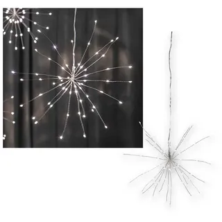 Star Trading Papierstern 3D-LED-Hängestern "FIREWORK" silber 60er weiß 26x26cm innen Batterie
