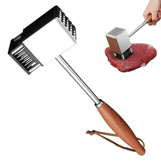 Qivine Schnitzelklopfer 2 in 1, Fleischklopfer Edelstahl mit Rutschfestem Griff, 36 Stahlklingen und 36 Hammerstacheln, Steaker Fleischzartmacher für Schnitzel, Rindfleisch, Huhn, Schwein