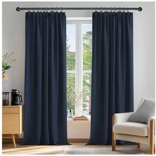 uiiooazy Verdunkelungsvorhang Kräuselband 140 x 175 cm Blau 2er Set
