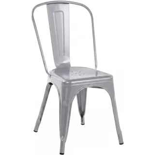 CLP Stapelstuhl Metall mit Lehne Benedikt, Bistrostuhl stapelbar für Gastronomie und Küche, Design-Stuhl robust belastbar bis 200 kg | Farbe Silber