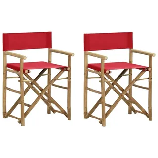 furnicato Gartenstuhl Klappbarer Regiestuhl Bambus Stoff Rot 60x45x88 cm (2 St), Platzsparende Sitzbank mit hoher Belastbarkeit für den Garten rot 60 cm x 88 cm x 60 cm
