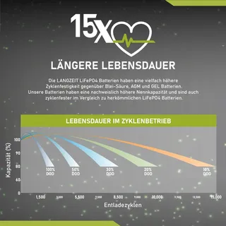 LANGZEIT Batterien Langzeit LiFePO4 100Ah 12V