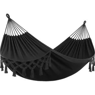 ZOLTA Hängematte 200x80cm - Indoor- und Outdoor bis 150 kg - Hängeschaukel - Garten Camping - Hängender Schaukelstuhl - Häng Hängematte - Hammock für Kinder und Erwachsene - Dunkelgrau Boho