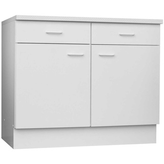Menke Küchen Unterschrank TOP, Weiß matt, mit 2 Türen und 2 Schubladen, Breite 100 cm weiß