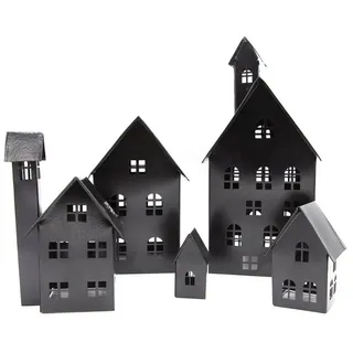 UNUS 5er Set Deko Häuser Metall in Schwarz, | Gr.: onesize