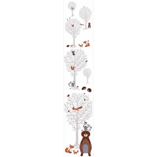 Bricoflor Wald Tapete für Kinderzimmer Baby Tapete mit Waldtieren in Weiß und Hellgrau Vlies Kindertapete mit Bär Fuchs und Igel