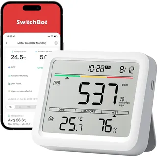 SwitchBot CO2-Messgerät mit Thermometer Hygrometer Innen Luftqualität Bluetooth