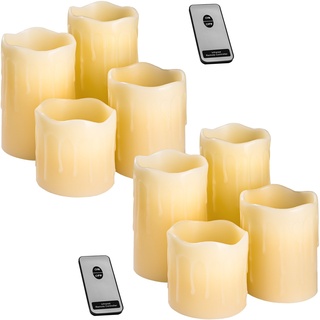 tectake LED Kerzen mit Fernbedienung | flammenlose Echtwachskerzen | batteriebetrieben | diverse Mengen (2x 4er Set | no. 402889)