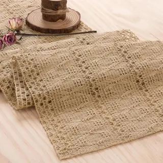 Niviy Jute-Boho-Tischläufer für den Herbst, Heimdekoration, 183 cm lang, modernes Bauernhaus-Dekor, rustikaler Makramee, gewebter Couchtischläufer für den Herbst, Esstisch, Jute-Braun