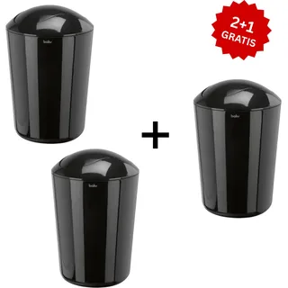 baliv Kosmetikeimer 6 l Schwarz glänzend Schwingdeckel Bad WC Mülleime