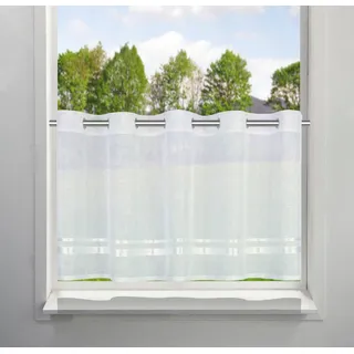 OTTO home Scheibengardine REGINA (1 St), Ösen, transparent, Voile, mit einseitig aufgenähten Satinbändern, Leinenstruktur, Polyester weiß 90 cm x 30 cm