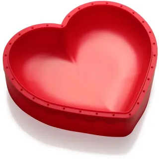Coolinato 3D Herzbackform aus Silikon, 25 x 27 cm, flexible Silikonbackform in Rot, für Kuchen, Desserts & Eis, -40 bis +230 °C, antihaftend, spülmaschinengeeignet, lebensmittelecht, BPA-frei