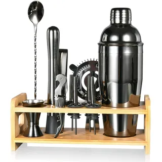 Cocktail Shaker Set,Esmula 750ML 12 Teiliges Edelstahl Barkeeper Kit Professionelles Mixing Bartending Kit, Home Stylish Bar Tool Set mit Cocktail Rezeptheft (Grau)
