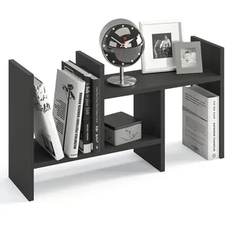 KOMTO Tischregal Schreibtisch Aufsatzregal - Regal Klein, Küchenregal Stehend für Arbeitsplatte, Desktop Bücherregal Anthrazit | Shelf K 51-97 х 20 х 40 cm
