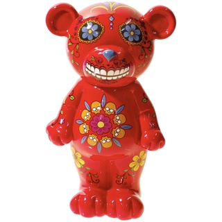 By-Bers böser Bär, Nicht als Totenkopf oder Schädel,- die Spardose in 5 Farben im Design vom Dia De Los Muertos Sugar Skull Tattoo (rot_groß)