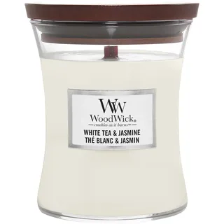 Woodwick White Tea & Jasmine Duftkerze mit Holzdocht 275 g